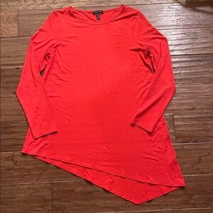 Eileen Fisher Viscose Jersey Asymmetrical Tunic Top Red/Orange Size M